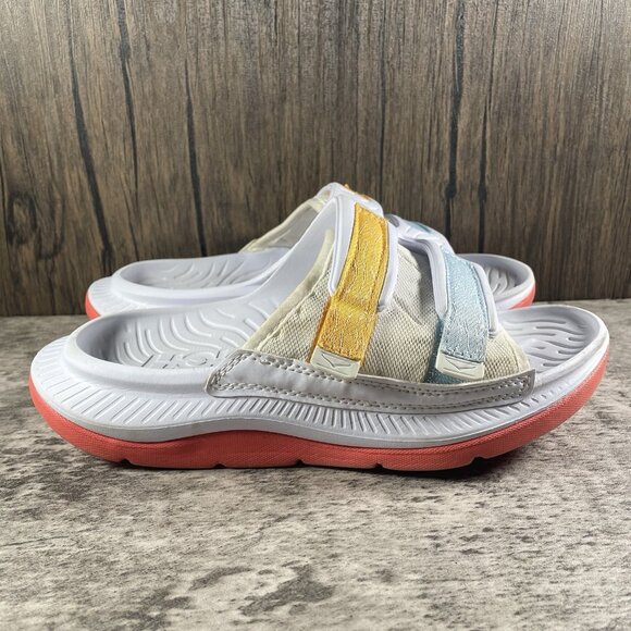 Hoka One One Ora Luxe Recovery Slide Sandals White Camellia US Women’s 7 - Picture 4 of 9